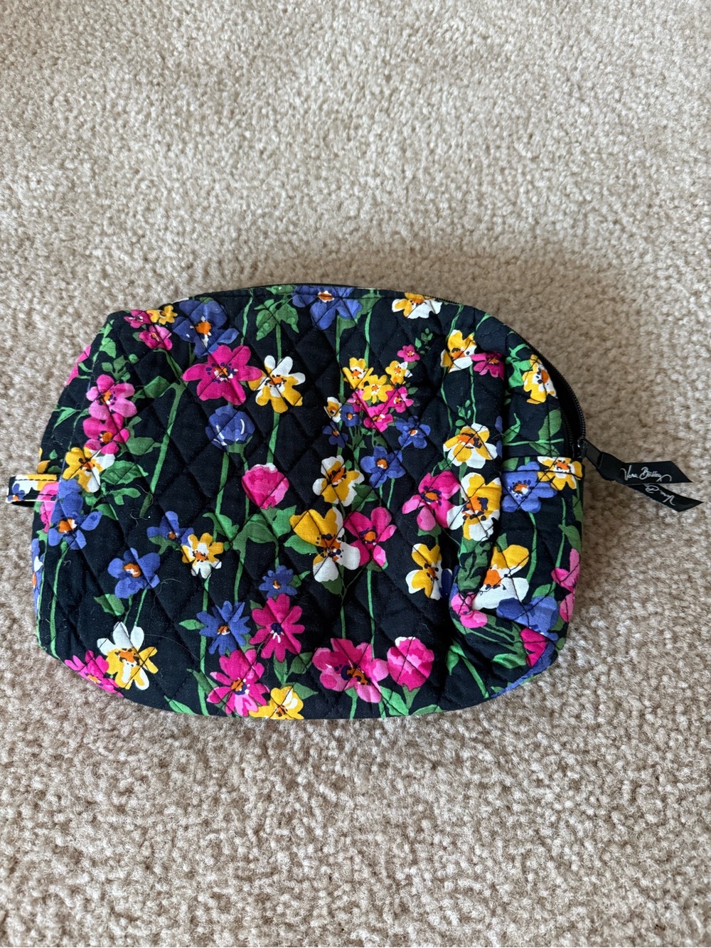 Vera Bradley Floral Quilted Cosmetic Pouch - Black Multicolor
